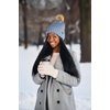 image:imageFunky Junque Womens Winter Detachable Pom Beanie  Warm Knit Hat with Removable Faux Fur Pom Soft Stretch Acrylic Cozy CapDenim