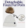 image:imageFunky Junque Womens Winter Detachable Pom Beanie  Warm Knit Hat with Removable Faux Fur Pom Soft Stretch Acrylic Cozy CapIvory