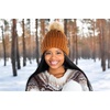 image:imageFunky Junque Womens Winter Detachable Pom Beanie  Warm Knit Hat with Removable Faux Fur Pom Soft Stretch Acrylic Cozy CapRust