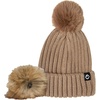 image:imageFunky Junque Womens Winter Detachable Pom Beanie  Warm Knit Hat with Removable Faux Fur Pom Soft Stretch Acrylic Cozy CapTaupe