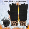 image:imageFunky Junque Womens Winter Gloves  Cute Knit Fleece Lined Touchscreen Texting Gloves for Women Teen Girls AccessoriesA Leopard Print  Black