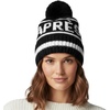 image:imageFunky Junque Aprs Ski Pom Pom Beanie for Women  Oversized Knit Winter Hat Warm Cozy Womens Hats for Ski Trips amp Snow DaysBlack White Lettering
