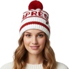 image:imageFunky Junque Aprs Ski Pom Pom Beanie for Women  Oversized Knit Winter Hat Warm Cozy Womens Hats for Ski Trips amp Snow DaysIvory Red Lettering