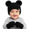 image:imageFunky Junque Baby Double Faux Fur Pom Pom Beanie amp Mittens Set  Newborn Infant 09 Months Winter Hat with Soft Lined MittensBlack 09 Months