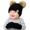 Black (Faux Fur Pom) W/ Black Mittens (0-9 Months)