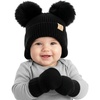 Ear Flap Black W/ Black Mittens (0-9 Months)