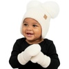 Ear Flap Ivory W/ Ivory Mittens (0-9 Months)