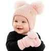 Ear Flap Light Pink W/ Light Pink Mittens (0-9 Months)