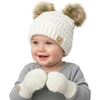 Ivory (Faux Fur Pom) W/ Ivory Mittens (0-9 Months)