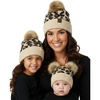 image:imageFunky Junque Double Pom AdultToddlerInfant Mommy amp Me Bundle 3 Pack  Leopard  Beige
