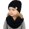 image:imageFunky Junque Girls Winter Hat amp Scarf Sets  Pom Beanie Ponytail Beanies or Headband with Matching Infinity Scarf Ages 15Black  Hat  Scarf