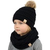 Black Faux Fur - Pom Hat & Scarf