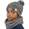 Grey/Black - Pom Hat & Scarf