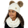 Ivory/Faux Fur - Double Pom Hat & Scarf