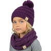 Purple - Pom Hat & Scarf