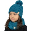 Teal - Pom Hat & Scarf