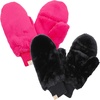 image:imageFunky Junque Kids Convertible Faux Fur Mittens  Girls Mittens Ages 39 Warm Sherpa Winter Fuzzy Mitten with Finger Flap1 Black 1 Fuchsia 2 Pack