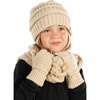 image:imageFunky Junque Kids Cozy Winter Set  Matching Ribbed Beanie Hat Cable Knit Scarf amp GlovesBeige