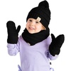 image:imageFunky Junque Kids Matching Neck Warmer Scarf Soft Fuzzy Cuff Gloves Mittens Ribbed Knit Pom Pom Beanie Bundle Boy GirlBlack