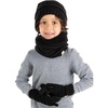 image:imageFunky Junque Kids Matching Winter Solid Ribbed Beanie Cap Fleece Lined Neck Warmer Stretchy Toddler Gloves BundleBlack