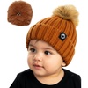 image:imageFunky Junque Knit Baby Beanie  Detachable Pom Pom Winter Hat for Infants 012 Months Soft Warm Infant Beanies Boys amp GirlsRust
