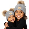 image:imageFunky Junque Matching Infant amp Toddler Pom Beanies  Winter Knit Hats for Baby Girls amp Siblings Adorable SetDiagonal Basketweave  Heather Grey