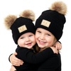Toddler (Single Pom)/Infant (Double Pom) - Diagonal Stripes - Black (2 Pack)