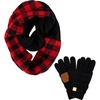 image:imageFunky Junque Matching Sets Kids Infinity Scarf Texting Gloves Bundle Girls Boys ToddlerBuffalo Checker  BlackRed