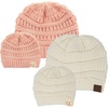 image:imageFunky Junque Mommy amp Me Beanie Set  Matching Knit Winter Hats for Baby Toddler Kids amp Moms Cute Family Beanies BundleAdult  Infant  Ribbed  2 Ivory  2 Indi Pink 4 Pack