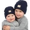 image:imageFunky Junque Mommy amp Me Beanie Set  Matching Knit Winter Hats for Baby Toddler Kids amp Moms Cute Family Beanies BundleToddler  Infant  Solid  Navy 2 Pack