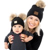 Adult/Infant (Double Pom) - Diagonal Stripes - Black (2 Pack)