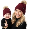 Adult/Infant - Cable Knit - Burgundy (2 Pack)