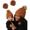 image:imageFunky Junque Mommy amp Me Matching Pom Beanie Set  Women Kids Family Knit AdultInfant  Cable KnitAdultInfant  Detachable Pom  Rust 2 Pack
