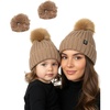 Adult/Toddler - Detachable Pom - Taupe (2 Pack)