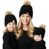 image:imageFunky Junque Mommy amp Me Pom Beanies  3Pack Knit Hats for Mom Toddler amp Infants Adorable Matching Winter SetAdultToddlerInfant  Black 3 Pack
