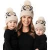 image:imageFunky Junque Mommy amp Me Pom Beanies  3Pack Knit Hats for Mom Toddler amp Infants Adorable Matching Winter SetAztec  Beige