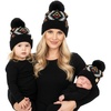image:imageFunky Junque Mommy amp Me Pom Beanies  3Pack Knit Hats for Mom Toddler amp Infants Adorable Matching Winter SetAztec  Black