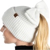 image:imageFunky Junque Ponytail Beanie Hat with Sequin Bow  Warm Stretchy Winter Cap for Women  Winter Neutrals Pastel HuesWhite