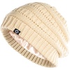 image:imageFunky Junque Satin Lined Beanie  Womens Slouchy Cable Knit Winter Hat Silky Interior Skull Cap Oversized Warm BeaniesBeige