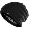 image:imageFunky Junque Satin Lined Beanie  Womens Slouchy Cable Knit Winter Hat Silky Interior Skull Cap Oversized Warm BeaniesBlack
