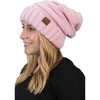 image:imageFunky Junque Slouchy Beanie for Women Winter Hat Warm Slouch Oversized Soft Chunky Cable Knit Beanies for Cold WeatherPale Pink
