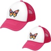 image:imageFunky Junque Trucker Hats Mommy and Me Mesh Caps Baseball Sun Beach Summer Caps for FamilyAdultKids  Butterfly Hot PinkWhite