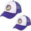 image:imageFunky Junque Trucker Hats Mommy and Me Mesh Caps Baseball Sun Beach Summer Caps for FamilyAdultKids  Lightning Bolt Smiley PurpleWhite