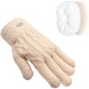 image:imageFunky Junque Winter Gloves for Women  Cable Knit Touchscreen Gloves with Fuzzy Cuffs Insulated DoubleLined Thermal WarmthBeige
