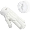 image:imageFunky Junque Winter Gloves for Women  Cable Knit Touchscreen Gloves with Fuzzy Cuffs Insulated DoubleLined Thermal WarmthWhite