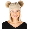 image:imageFunky Junque Womens Double Pom Pom Beanie  Soft Knit Winter Hat for Women amp Teens Warm Cuffed Beanie with Faux Fur PomsBeigeNatural Faux Fur