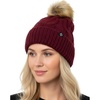 image:imageFunky Junque Womens Fleece Lined Winter Beanie  Cozy Cable Knit Pom Pom Hat  Burgundy Lavender Tan Candy PinkBurgundy