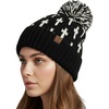 image:imageFunky Junque Womens Knit Pom Beanie  Cozy Womens Winter Hat Apres Ski Cold Weather Beanies with Geometric and Cross DesignBlack  Cross