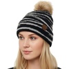 image:imageFunky Junque Womens Pom Pom Beanie  Soft Knit Winter Hat for Women amp Teens Leopard amp Zebra Fashion Animal Print BeaniesZebra  Black