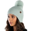image:imageFunky Junque Womens Ribbed Knit Beanie Hat with Cozy Faux Fur Pom Poms  Winter Colors Neutral Tones Earth TonesSage